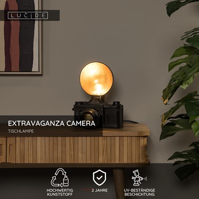 Lucide EXTRAVAGANZA CAMERA - Tischlampe - 1xE14 - Schwarz